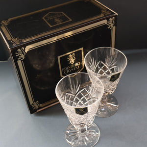 Pair of EDINBURGH CRYSTAL Small OBAN White Wine Glasses. SIGNED Height 4 5/8 inches