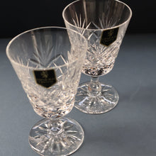 Load image into Gallery viewer, Pair of EDINBURGH CRYSTAL Small OBAN White Wine Glasses. SIGNED Height 4 5/8 inches
