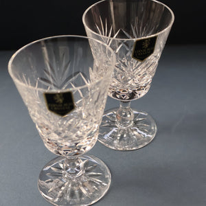 Pair of EDINBURGH CRYSTAL Small OBAN White Wine Glasses. SIGNED Height 4 5/8 inches