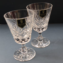 Load image into Gallery viewer, Pair of EDINBURGH CRYSTAL Small OBAN White Wine Glasses. SIGNED Height 4 5/8 inches

