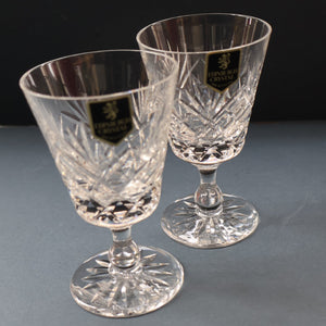 Pair of EDINBURGH CRYSTAL Small OBAN White Wine Glasses. SIGNED Height 4 5/8 inches