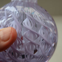 Load image into Gallery viewer, Large Vintage Clear Glass Perfume Bottle with Embedded Lilac Latticino Twists. Unsigned
