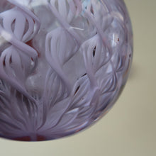 Load image into Gallery viewer, Large Vintage Clear Glass Perfume Bottle with Embedded Lilac Latticino Twists. Unsigned
