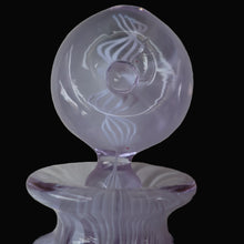 Load image into Gallery viewer, Large Vintage Clear Glass Perfume Bottle with Embedded Lilac Latticino Twists. Unsigned
