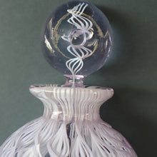 Load image into Gallery viewer, Large Vintage Clear Glass Perfume Bottle with Embedded Lilac Latticino Twists. Unsigned
