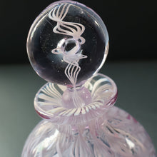 Load image into Gallery viewer, Large Vintage Clear Glass Perfume Bottle with Embedded Lilac Latticino Twists. Unsigned
