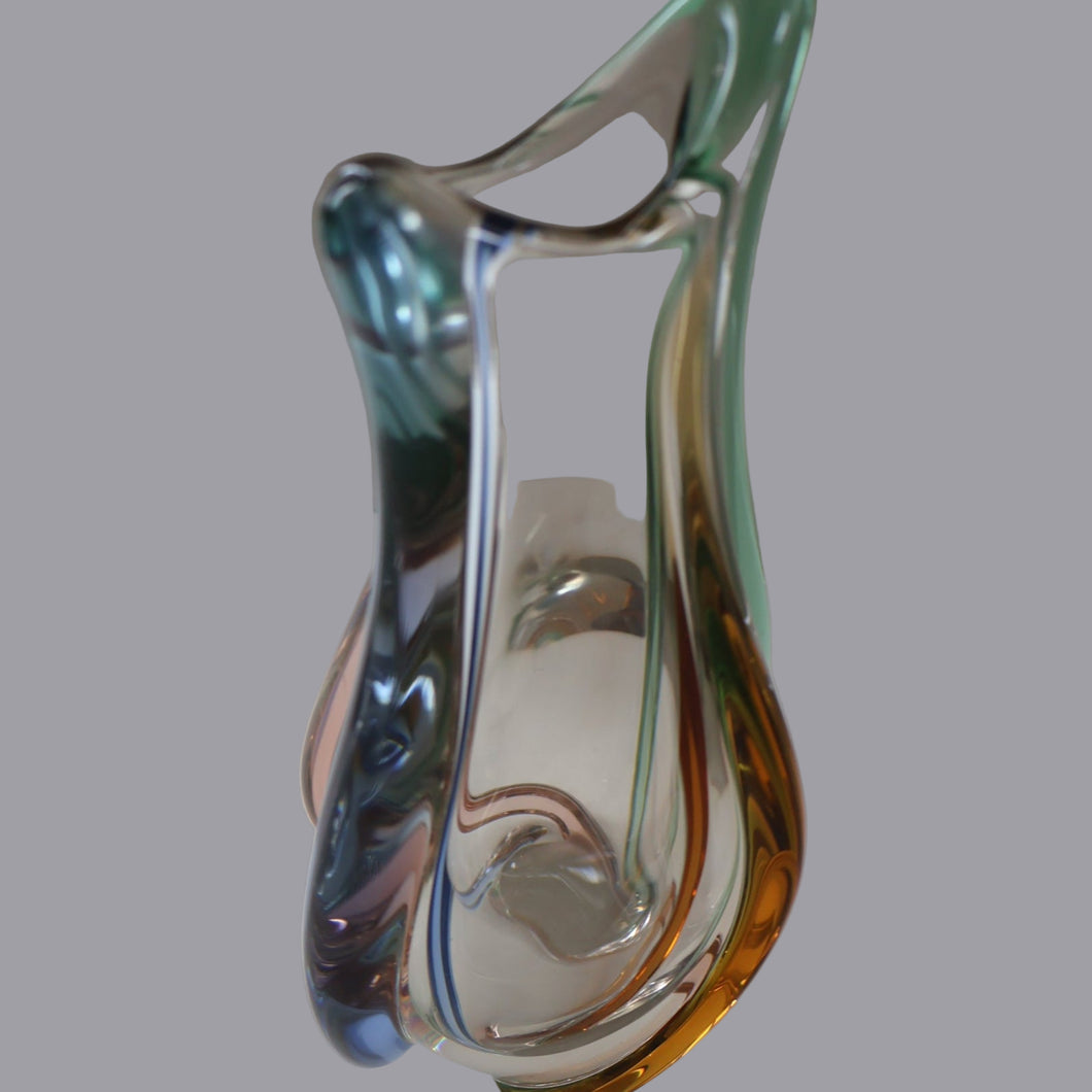 Czech Sklo LARGE 1950s RHAPSODY Glass Vase. Designed by Frantisek Zemek