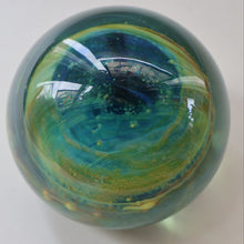 Load image into Gallery viewer, 1970s Mdina Glass Paperweight. Vintage Sea and Sand / Blue Summer Colours
