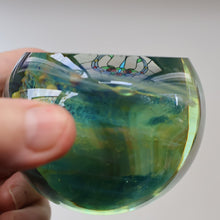 Load image into Gallery viewer, 1970s Mdina Glass Paperweight. Vintage Sea and Sand / Blue Summer Colours

