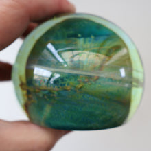 Load image into Gallery viewer, 1970s Mdina Glass Paperweight. Vintage Sea and Sand / Blue Summer Colours
