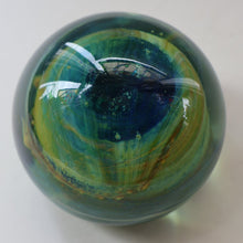 Load image into Gallery viewer, 1970s Mdina Glass Paperweight. Vintage Sea and Sand / Blue Summer Colours
