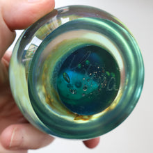 Load image into Gallery viewer, 1970s Mdina Glass Paperweight. Vintage Sea and Sand / Blue Summer Colours
