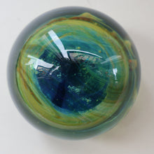 Load image into Gallery viewer, 1970s Mdina Glass Paperweight. Vintage Sea and Sand / Blue Summer Colours
