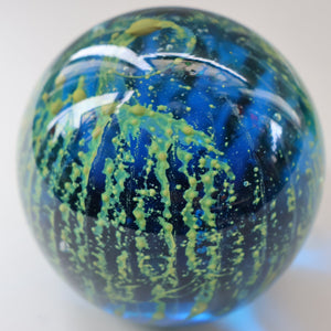 LARGE 1970s Mdina Glass Paperweight. Vintage Sea and Sand MAGNUM SIZE Weight