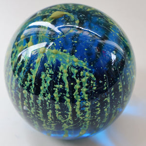 LARGE 1970s Mdina Glass Paperweight. Vintage Sea and Sand MAGNUM SIZE Weight