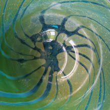 Load image into Gallery viewer, Early MDINA (Malta) Glass Ming Bowl with Green and Blue Stripes. Etched Signature on the Base
