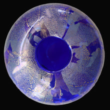 Load image into Gallery viewer, Azurene Vintage 1980s ISLE OF WIGHT Glass Royal Blue and Gold Squat Vase (with label)
