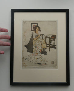 Original Pencil Signed Colour Etching & Aquatint by William Lee Hankey. The Patchwork Quilt; c 1910. FRAMED