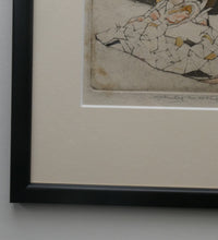 Load image into Gallery viewer, Original Pencil Signed Colour Etching &amp; Aquatint by William Lee Hankey. The Patchwork Quilt; c 1910. FRAMED
