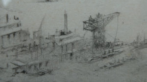 SCOTTISH ART. William Walcot (1874 - 1943). WWI Etching of the Forth Rail Bridge and Rosyth Docks; c 1918