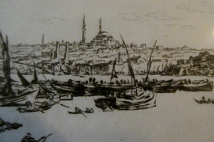 Sir Muirhead Bone (1876 - 1953). Drypoint Etching of CONSTANTINOPLE (1934). Pencil signed