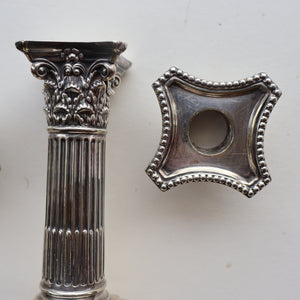 EDWARDIAN: Fine Pair of William Hutton & Sons (Sheffield) Silver Plated Dwarf Corinthian Column Candlesticks