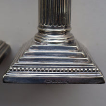 Load image into Gallery viewer, EDWARDIAN: Fine Pair of William Hutton &amp; Sons (Sheffield) Silver Plated Dwarf Corinthian Column Candlesticks
