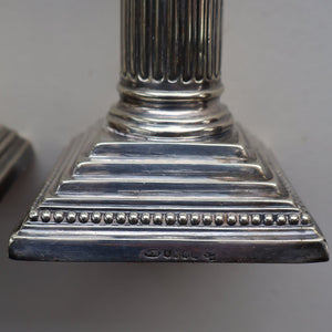 EDWARDIAN: Fine Pair of William Hutton & Sons (Sheffield) Silver Plated Dwarf Corinthian Column Candlesticks