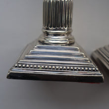 Load image into Gallery viewer, EDWARDIAN: Fine Pair of William Hutton &amp; Sons (Sheffield) Silver Plated Dwarf Corinthian Column Candlesticks
