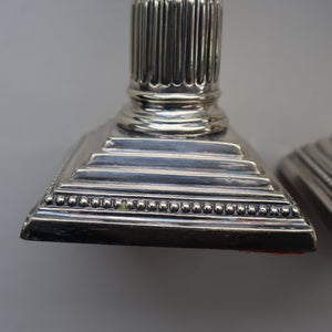 EDWARDIAN: Fine Pair of William Hutton & Sons (Sheffield) Silver Plated Dwarf Corinthian Column Candlesticks