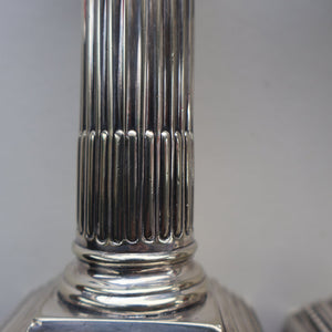 EDWARDIAN: Fine Pair of William Hutton & Sons (Sheffield) Silver Plated Dwarf Corinthian Column Candlesticks