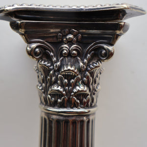 EDWARDIAN: Fine Pair of William Hutton & Sons (Sheffield) Silver Plated Dwarf Corinthian Column Candlesticks