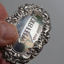 Load image into Gallery viewer, Vintage Hallmarked Silver WHISKY Decanter Label on Chain. Birmingham 1975
