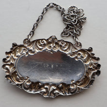 Load image into Gallery viewer, Vintage Hallmarked Silver WHISKY Decanter Label on Chain. Birmingham 1975
