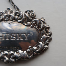 Load image into Gallery viewer, Vintage Hallmarked Silver WHISKY Decanter Label on Chain. Birmingham 1975
