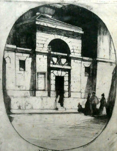 1899 D.Y. Cameron Pencil Signed Etching of Newgate (from the London Set)