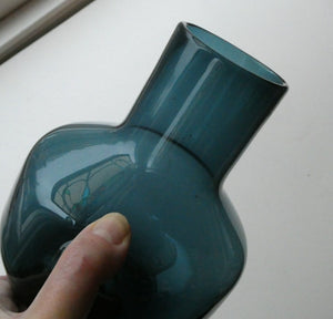 1960s WHITEFRIARS Midnight Blue Soda Glass Vase. Design Number 9598 by Geoffrey Baxter (1963)