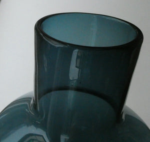 Vintage 1960s WHITEFRIARS Midnight Blue Soda Glass Vase. Design Number 9598 by Geoffrey Baxter (1963)