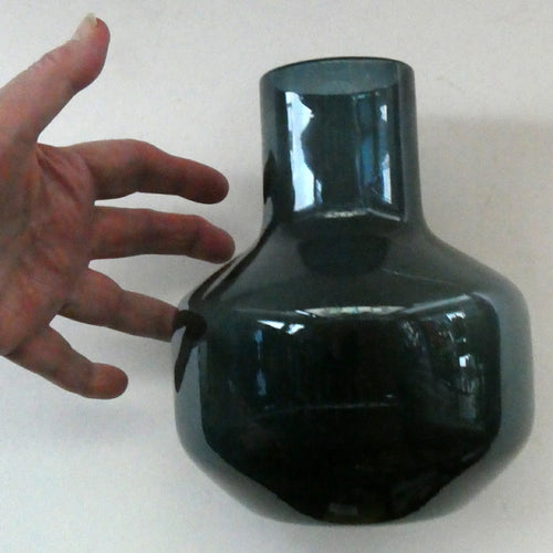 1960s WHITEFRIARS Midnight Blue Soda Glass Vase. Design Number 9598 by Geoffrey Baxter (1963)