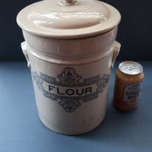 Load image into Gallery viewer, SCOTTISH POTTERY. Antique LARGE FLOUR Scottish Pottery Stoneware Lidded Storage Canister. 11 INCHES
