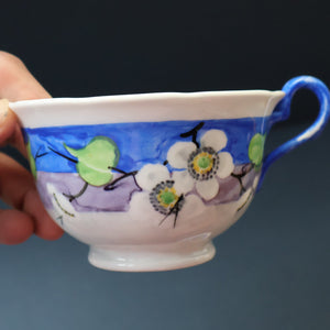 SCOTTISH POTTERY. Vintage 1920s Hand Painted MAK MERRY CUP AND SAUCER (a/f)