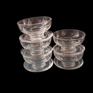 STUART CRYSTAL Woodchester FIVE Matching Sundae Dishes or Bowls. Excellent Condition with Shorter Stem and Flared Foot Section 