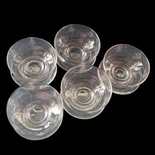 Load image into Gallery viewer, STUART CRYSTAL Woodchester FIVE Matching Sundae Dishes or Bowls. Excellent Condition with Shorter Stem and Flared Foot Section 
