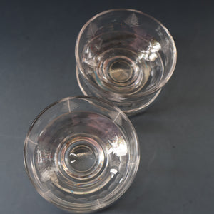 STUART CRYSTAL Woodchester FIVE Matching Sundae Dishes or Bowls. Excellent Condition with Shorter Stem and Flared Foot Section 
