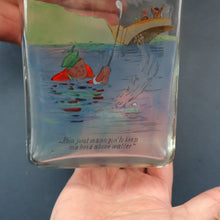 Load image into Gallery viewer, 1930s NOVELTY Golfing Glass Decanter. Decorated with Hand-Painted Comical Golfing Illustration - and with Fabulous Scotsman&#39;s Head Stopper
