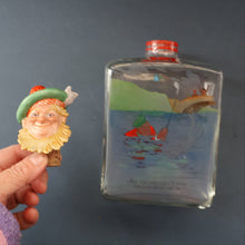 Load image into Gallery viewer, 1930s NOVELTY Golfing Glass Decanter. Decorated with Hand-Painted Comical Golfing Illustration - and with Fabulous Scotsman&#39;s Head Stopper
