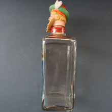 Load image into Gallery viewer, 1930s NOVELTY Golfing Glass Decanter. Decorated with Hand-Painted Comical Golfing Illustration - and with Fabulous Scotsman&#39;s Head Stopper
