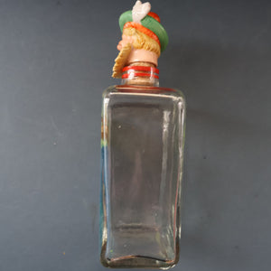 1930s NOVELTY Golfing Glass Decanter. Decorated with Hand-Painted Comical Golfing Illustration - and with Fabulous Scotsman's Head Stopper