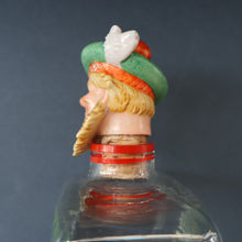 Load image into Gallery viewer, 1930s NOVELTY Golfing Glass Decanter. Decorated with Hand-Painted Comical Golfing Illustration - and with Fabulous Scotsman&#39;s Head Stopper
