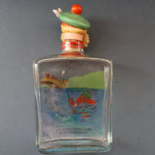Load image into Gallery viewer, 1930s NOVELTY Golfing Glass Decanter. Decorated with Hand-Painted Comical Golfing Illustration - and with Fabulous Scotsman&#39;s Head Stopper
